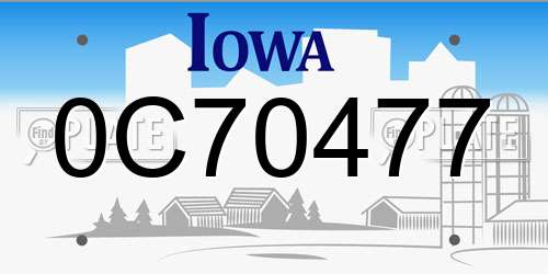 0C70477 Iowa License Plate