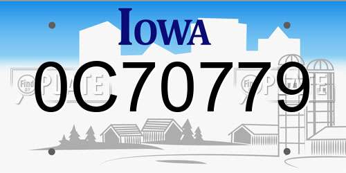 0C70779 Iowa License Plate