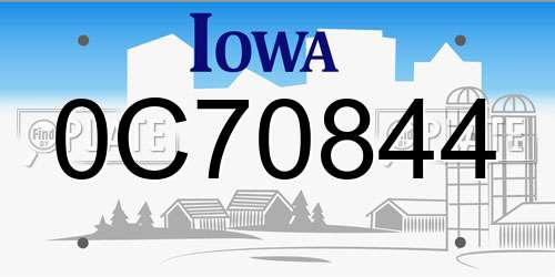 0C70844 Iowa License Plate