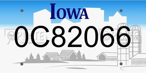 0C82066 Iowa License Plate