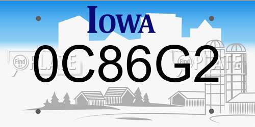 0C86G2 Iowa License Plate