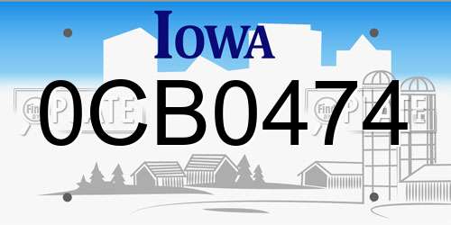 0CB0474 Iowa License Plate
