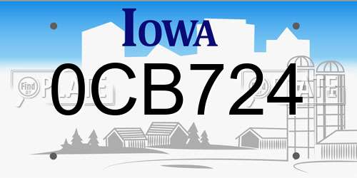 0CB724 Iowa License Plate