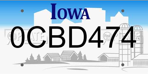 0CBD474 Iowa License Plate