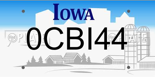 0CBI44 Iowa License Plate