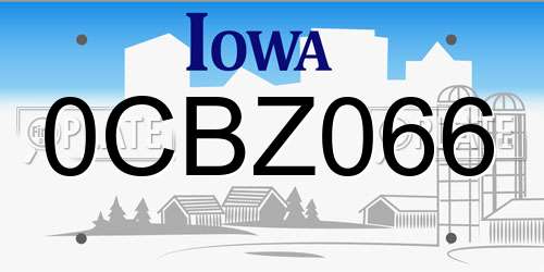 0CBZ066 Iowa License Plate