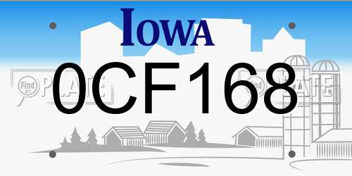 0CF168 Iowa License Plate
