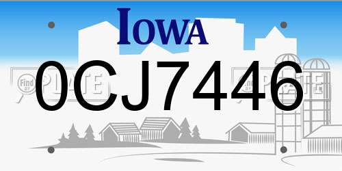 0CJ7446 Iowa License Plate