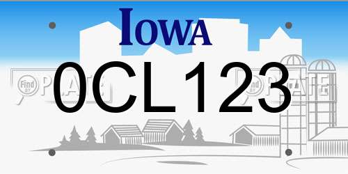 0CL123 Iowa License Plate