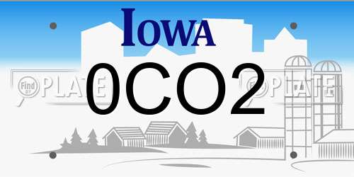 0CO2 Iowa License Plate