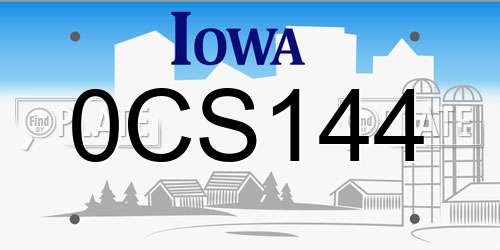 0CS144 Iowa License Plate