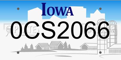 0CS2066 Iowa License Plate