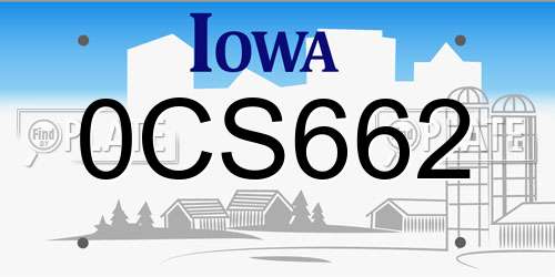 0CS662 Iowa License Plate