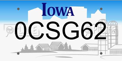0CSG62 Iowa License Plate