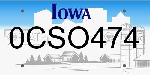 0CSO474 Iowa License Plate