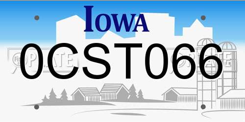 0CST066 Iowa License Plate