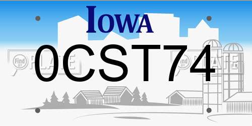 0CST74 Iowa License Plate