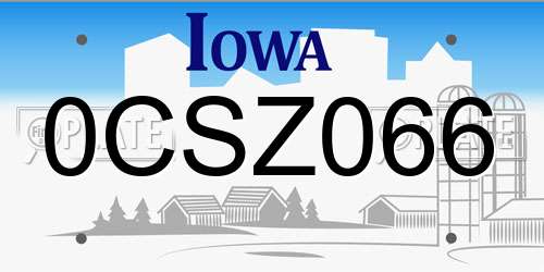 0CSZ066 Iowa License Plate