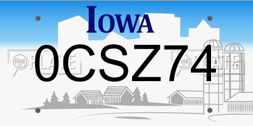 0CSZ74 Iowa License Plate