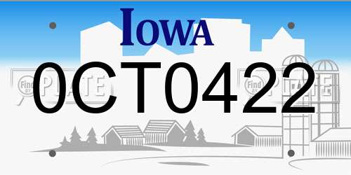 0CT0422 Iowa License Plate
