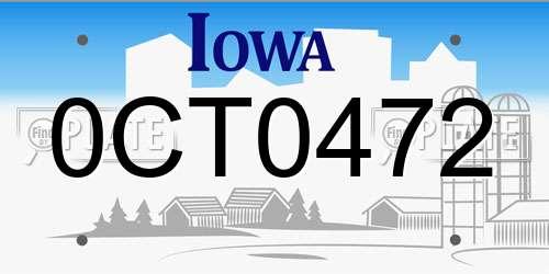 0CT0472 Iowa License Plate