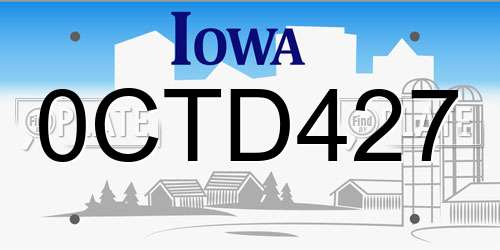 0CTD427 Iowa License Plate