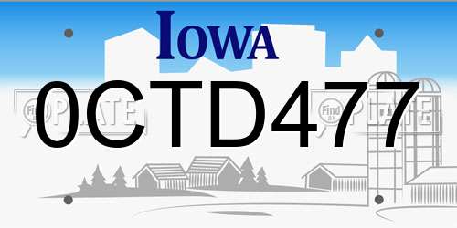 0CTD477 Iowa License Plate