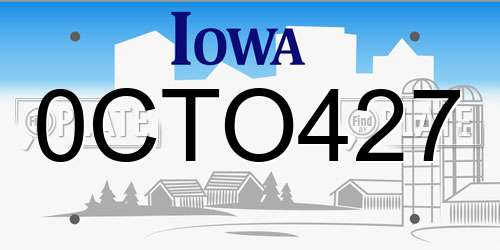 0CTO427 Iowa License Plate