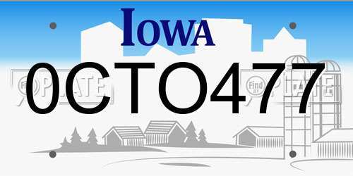 0CTO477 Iowa License Plate