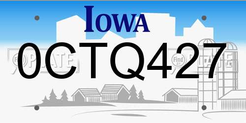 0CTQ427 Iowa License Plate