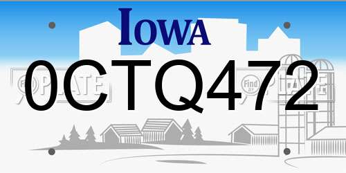 0CTQ472 Iowa License Plate