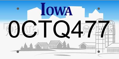 0CTQ477 Iowa License Plate