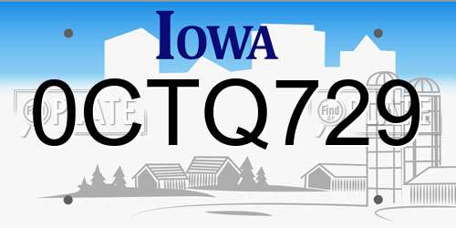 0CTQ729 Iowa License Plate