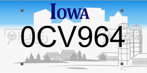 0CV964 Iowa License Plate