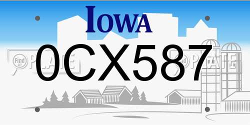 0CX587 Iowa License Plate