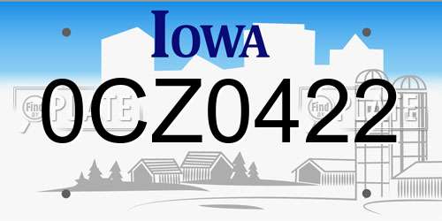 0CZ0422 Iowa License Plate