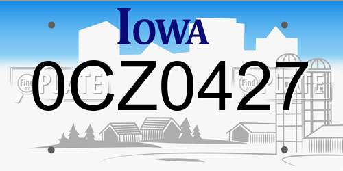 0CZ0427 Iowa License Plate