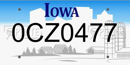 0CZ0477 Iowa License Plate