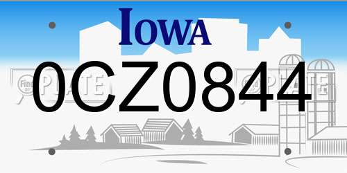 0CZ0844 Iowa License Plate