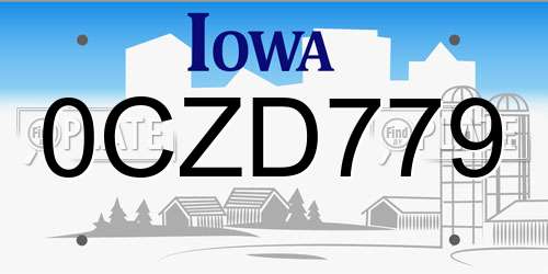 0CZD779 Iowa License Plate