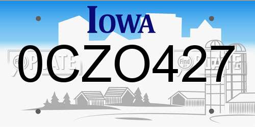 0CZO427 Iowa License Plate