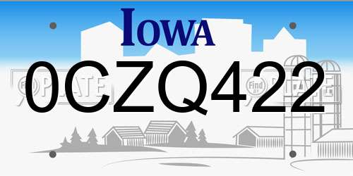 0CZQ422 Iowa License Plate