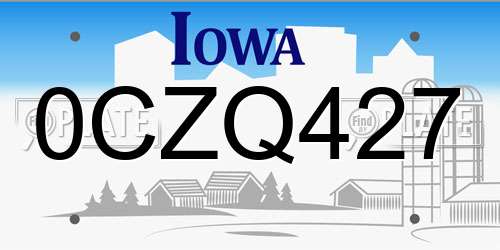 0CZQ427 Iowa License Plate