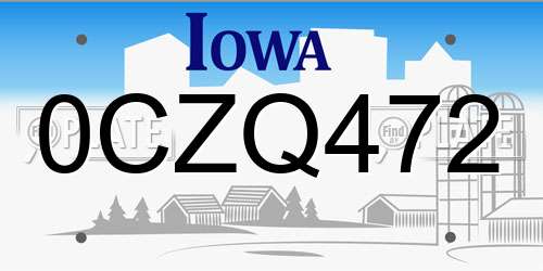0CZQ472 Iowa License Plate
