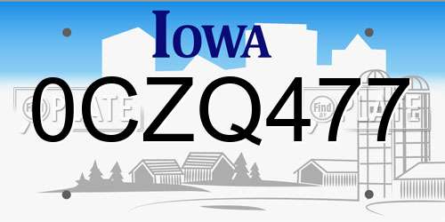 0CZQ477 Iowa License Plate