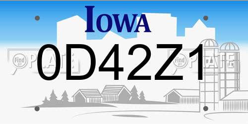 0D42Z1 Iowa License Plate