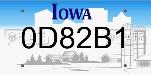 0D82B1 Iowa License Plate