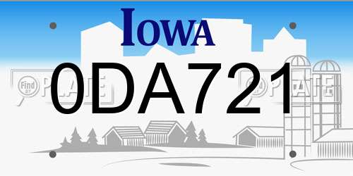 0DA721 Iowa License Plate