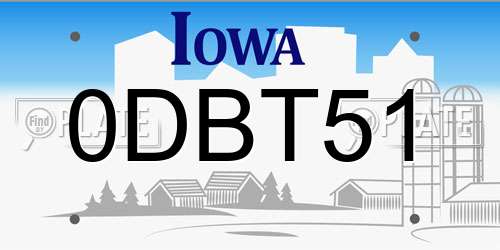 0DBT51 Iowa License Plate