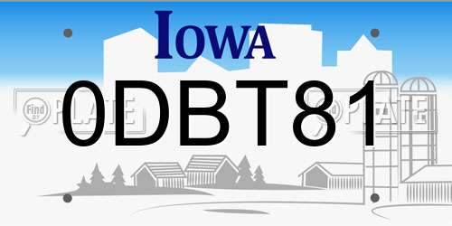 0DBT81 Iowa License Plate